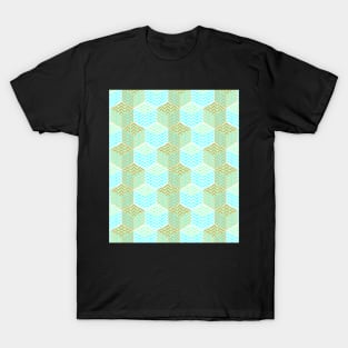 Cubes in teal and golden chevron T-Shirt